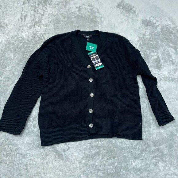 Hudson Los Angeles 100% Cotton Buttondown Cardigan XL Black 6644 - Picture 1 of 8